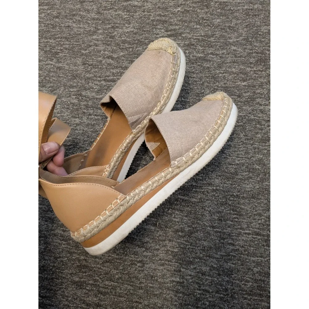 a.n.a Espadrille Flats Women's 9 Tan Ankle‎ Strap Jute Summer Boho Sandals